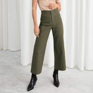 NWT & Other Stories Green Twill Wide Leg Jeans 0